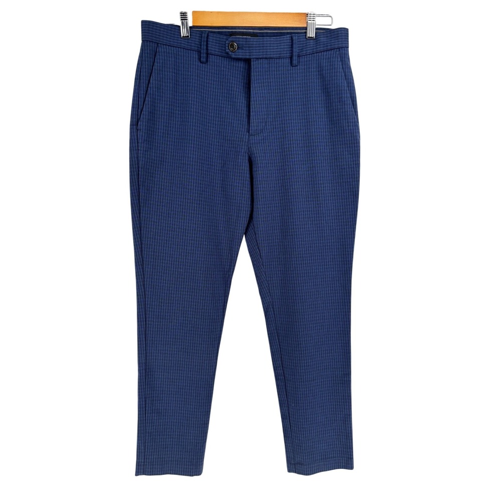 Banana Republic Mens Slim-Tapered Ankle Pants Blue Micro Pattern 31x30